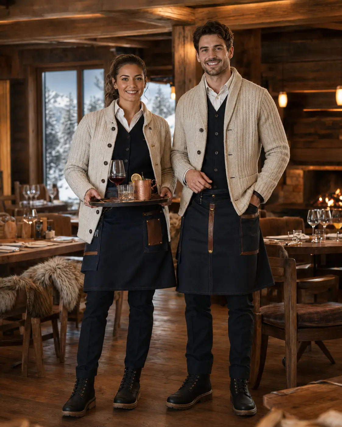 Après-ski food and beverage uniforms